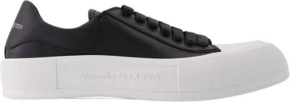 alexander mcqueen Deck Plimsolls in zwart leer , Zwart, Heren