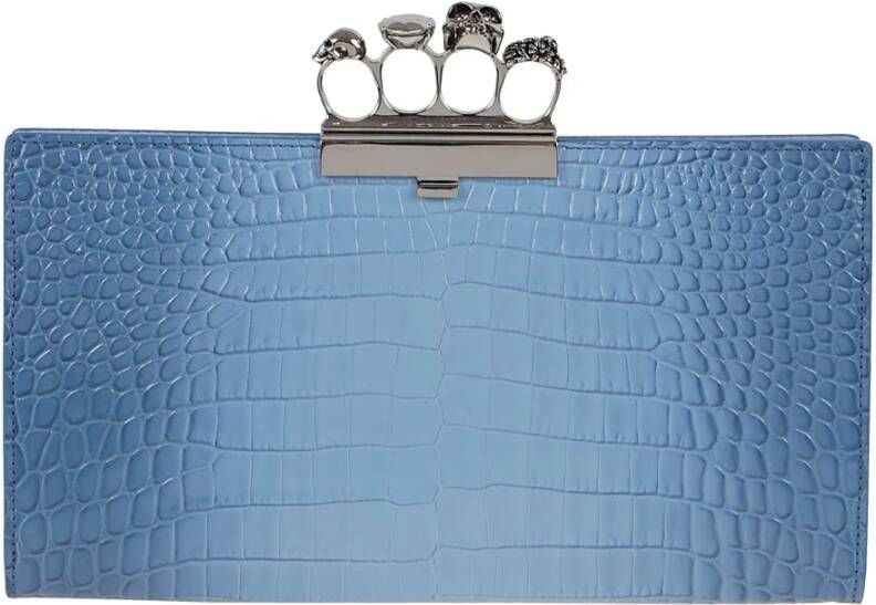 alexander mcqueen Four Ring Flat Pouch , Blauw, Dames