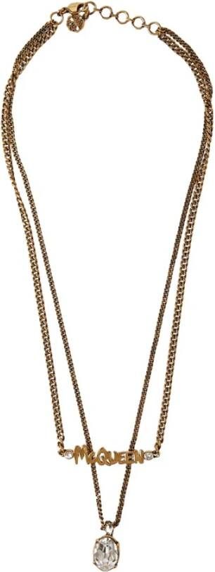 alexander mcqueen Graffiti logo dubbele laag ketting , Geel, Dames