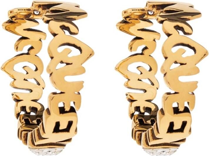 alexander mcqueen Graffitii Logo Hoop oorbellen , Geel, Dames