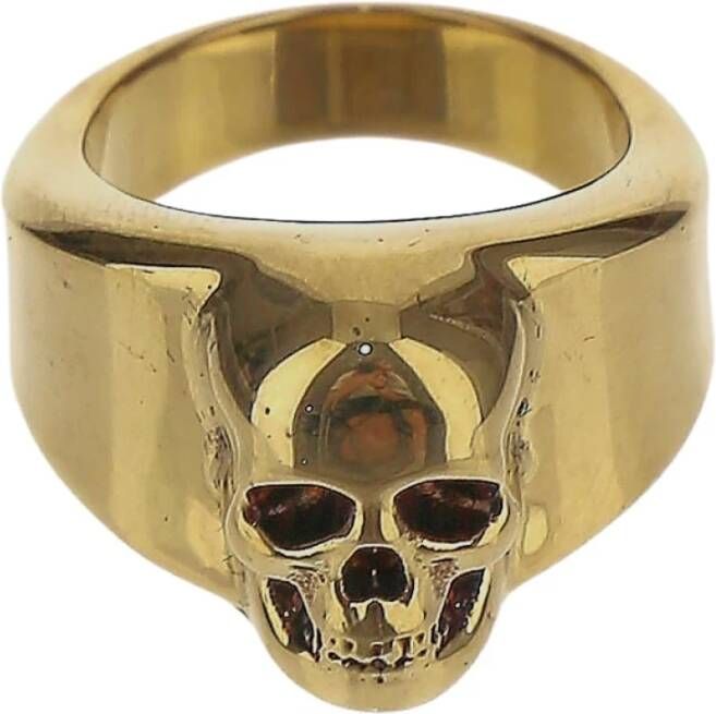 alexander mcqueen Skull Signet Ring , Geel, Heren