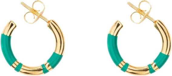 Aurélie Bidermann Positano hars en gouden vergulde mini oorbellen , Groen, Dames