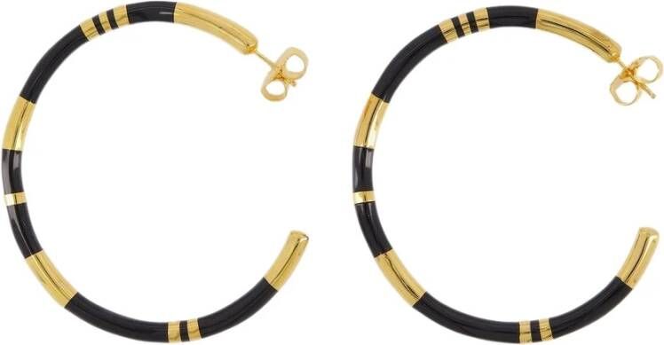 Aurélie Bidermann Positano oorbellen Creolen in zwarte hars/goud , Zwart, Dames