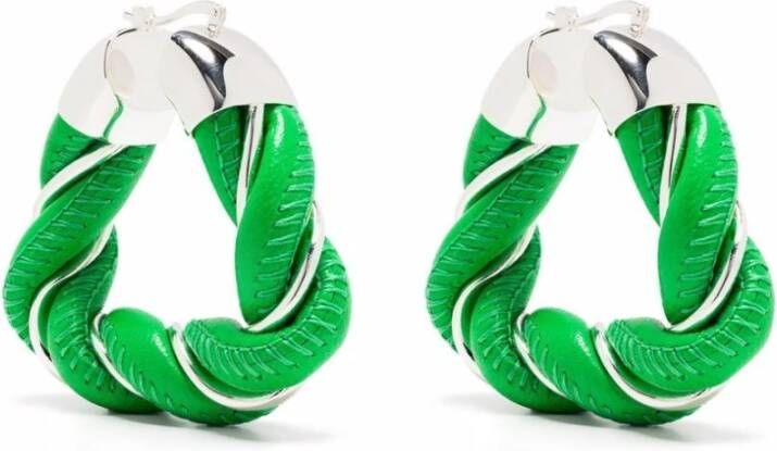 Bottega Veneta Draai oorbellen , Groen, Dames