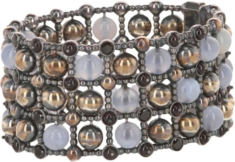 Bottega Veneta kralen manchetarmband , Grijs, Dames