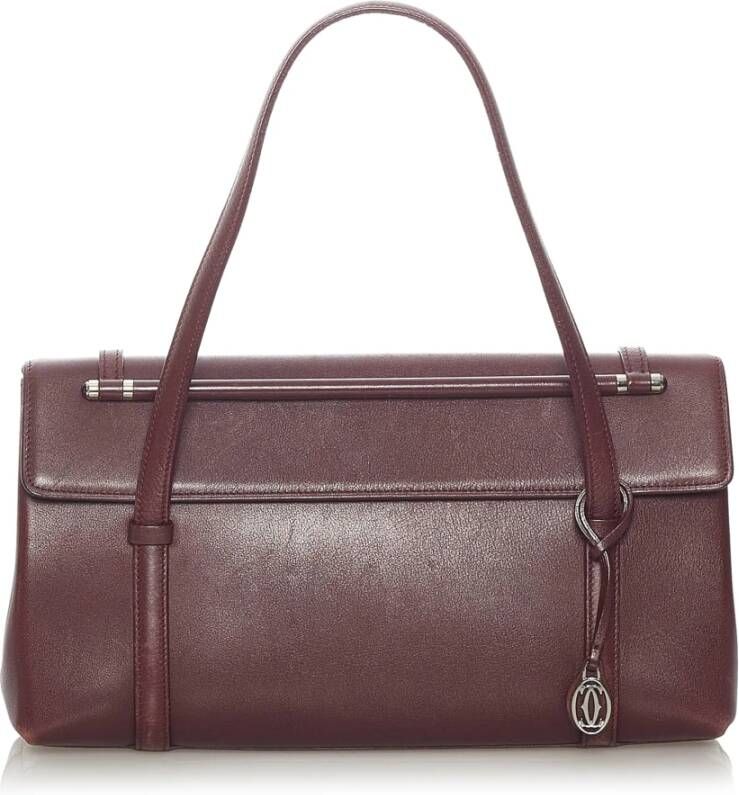 Cartier Vintage Voldoende cabochon lederen handtas , Rood, Dames