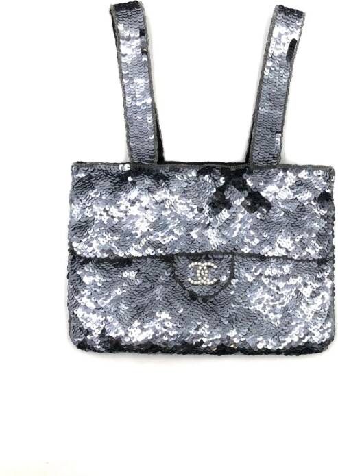 Chanel 1990s vintage mini bag in silver sequins , Grijs, Dames