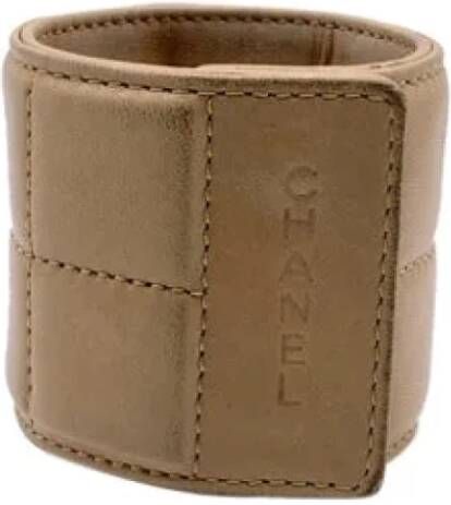 Chanel Vintage Pre owned Leather chanel jewelry , Beige, Unisex
