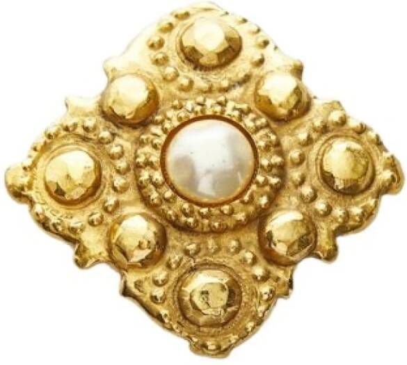 Chanel Vintage Tweedehands broche , Geel, Dames