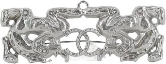 Chanel Vintage Voldoende broche rechthoek , Grijs, Dames