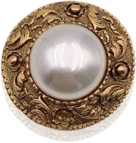 Chanel Vintage Voldoende parelbroches , Geel, Unisex