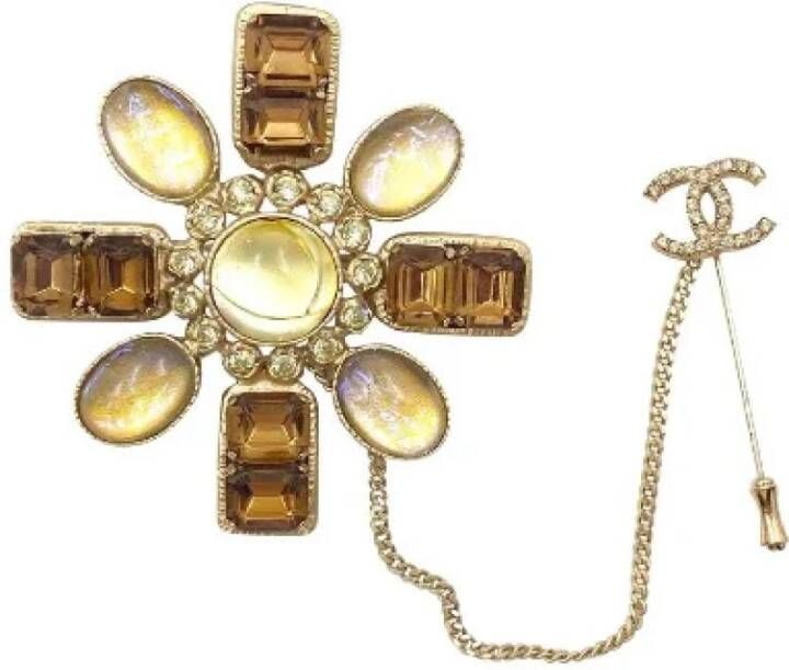 Chanel Vintage Vooraf in handen van het eigendom van metalen Chanel Jwelry , Geel, Dames