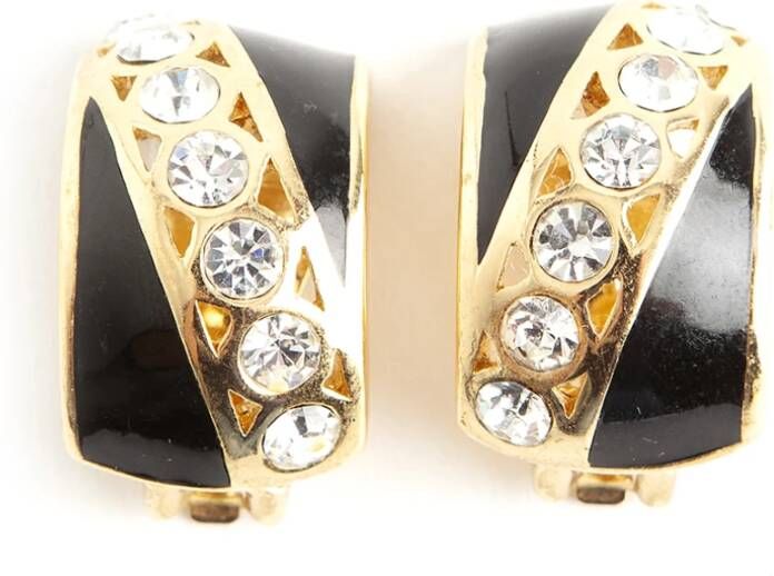 Dior Vintage Pre eigendom Art Deco Chrystal Clip op oorbellen , Zwart, Dames