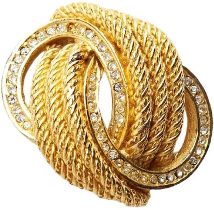 Dior Vintage Voldoende Chrystal Knot Broche , Geel, Dames