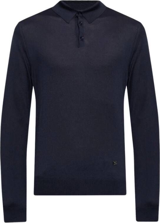 Dolce & Gabbana Long mouwen poloshirt , Blauw, Heren