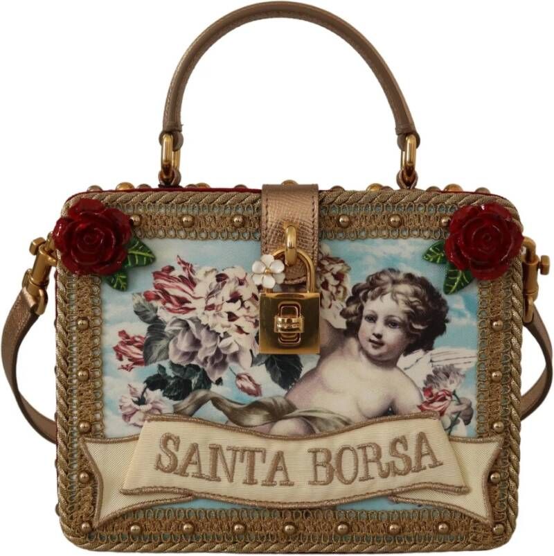 Dolce & Gabbana Santa Borsa Floral Roses Purse BOX Bag , Beige, Dames