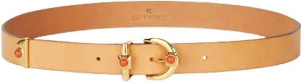 ETRO Crown ME Leather Belt With Coral , Beige, Dames