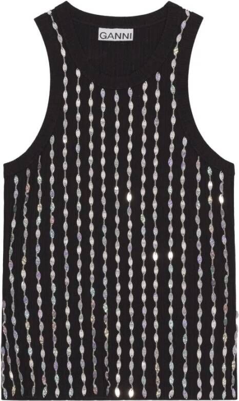 Ganni Sleeveless Tops , Zwart, Dames