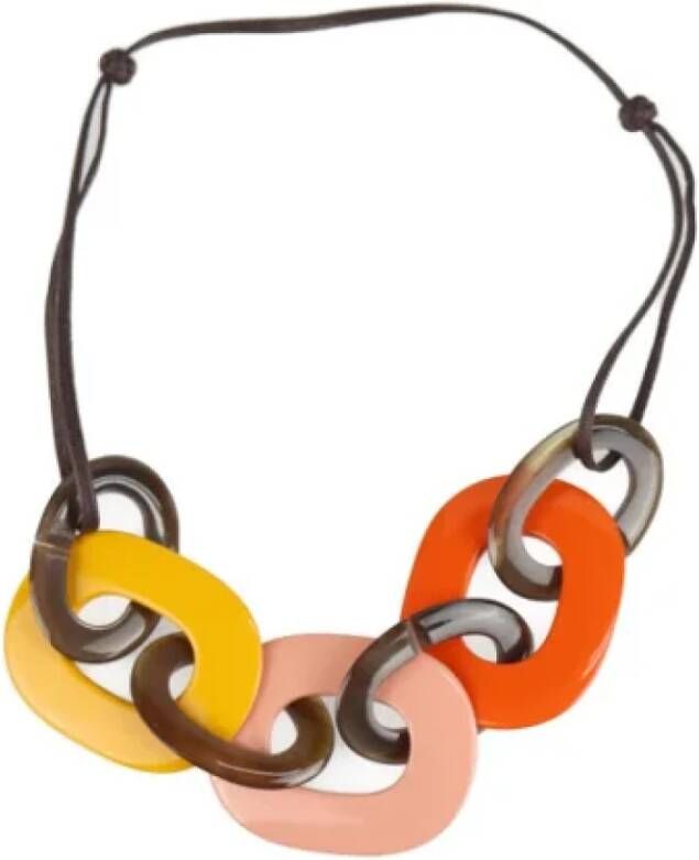 Hermès Vintage Pre owned Fabric necklaces , Oranje, Dames