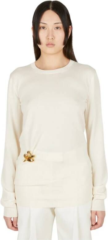 Jil Sander Bladbroche gedrapeerde trui , Wit, Dames
