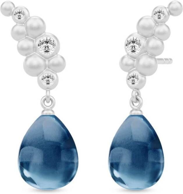 Julie Sandlau Bloom druppel oorbellen , Blauw, Dames