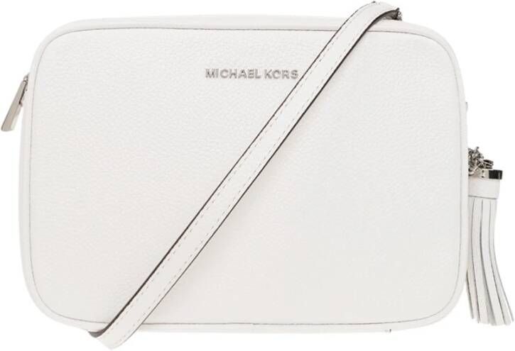 Michael Kors Jet Set Md Camera Bag optic white Leren tas