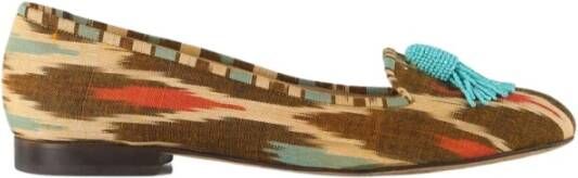 Oscar De La Renta Multicolor Canvas Beaded Tassel Ballet Flats Oscar De La Renta Pre owned, Bruin, Dames