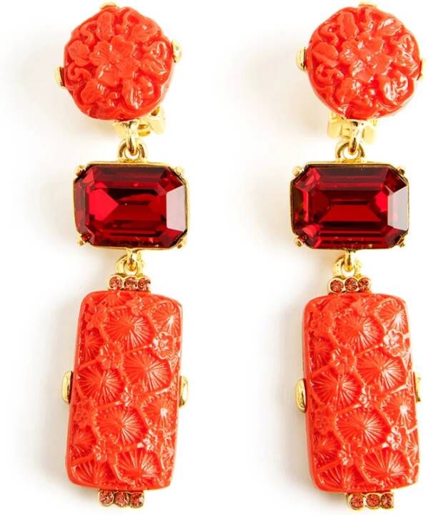 Oscar de la Renta Red Earclips Oscar De La Renta Pre owned, Bruin, Dames