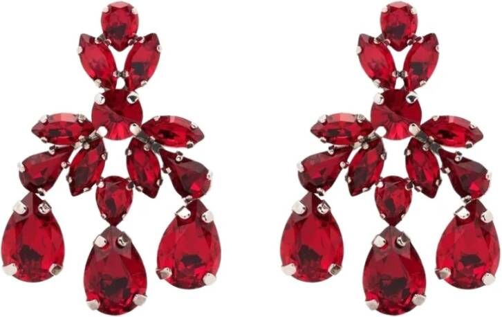 Simone Rocha Mini Crystal Kroonluchter oorbellen , Rood, Dames