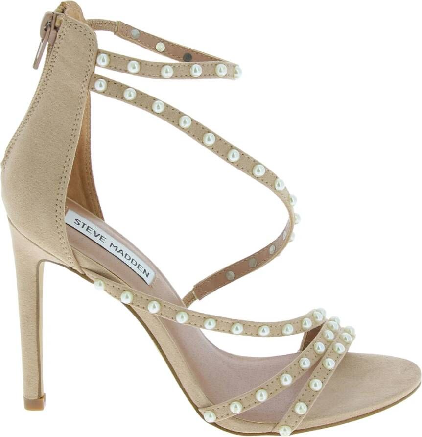 Steve Madden Enkelriem met hoge hakken kralen sandalen , Beige, Dames