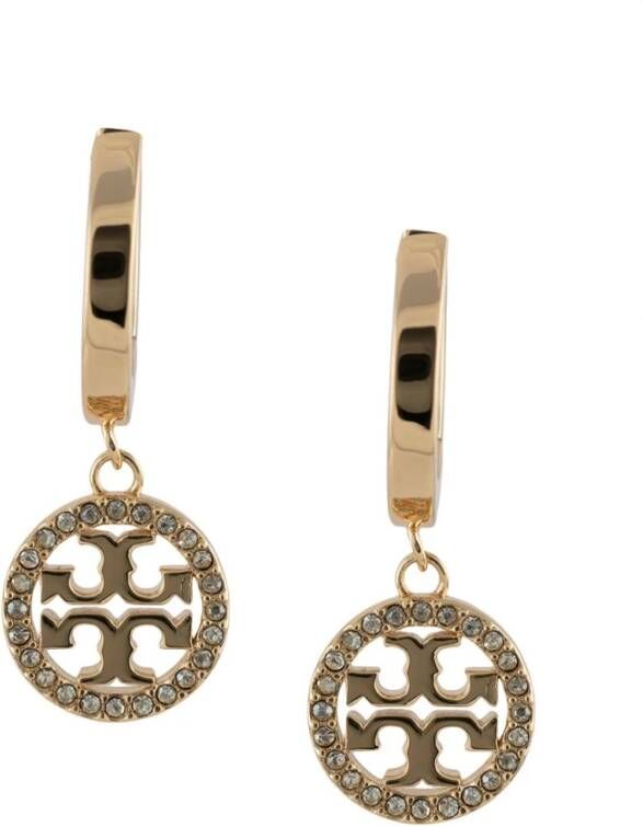TORY BURCH Miller earrings with logo , Geel, Dames