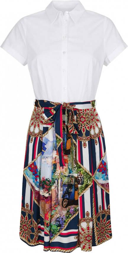 alba moda Jurk van een trendy materialenmix Marine/Rood/Wit
