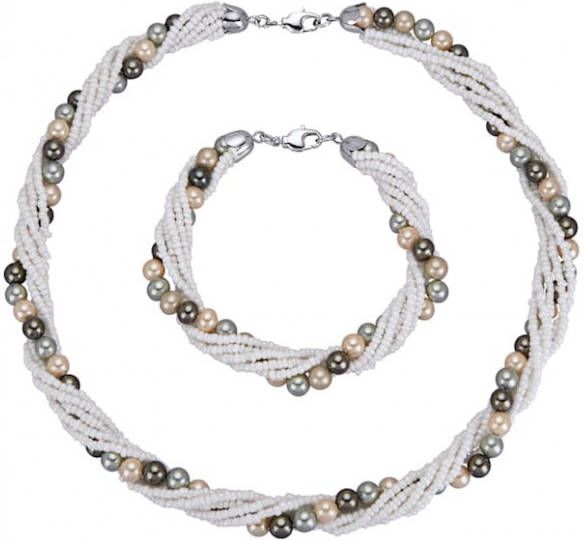 KLiNGEL 2 delige sieradenset met schelpparels Wit