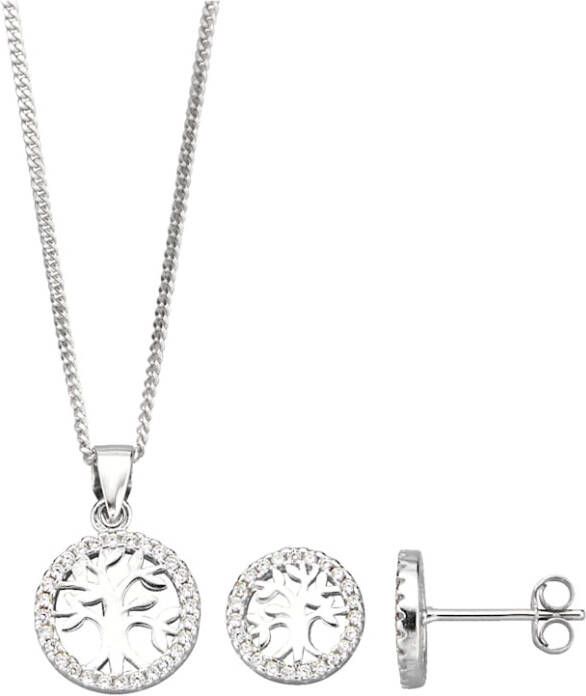 KLiNGEL 2 delige sieradenset met synth. zirkonia's en van echt zilver Zilverkleur