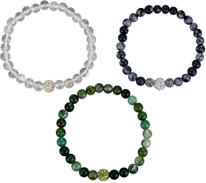 KLiNGEL 3 delige armbandenset van edelstenen Multicolor