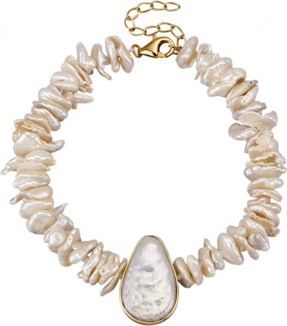 KLiNGEL Armband met cultivé zoetwaterparels Wit