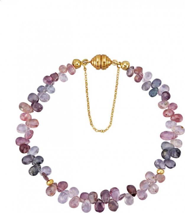 KLiNGEL Armband van spinel en pyrietkralen, 9 kt. Goudkleur