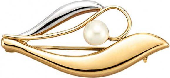 KLiNGEL Broche met cultivé zoetwaterparel Wit