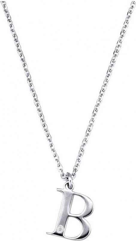 KLiNGEL Collier Letter B met diamant Zilverkleur
