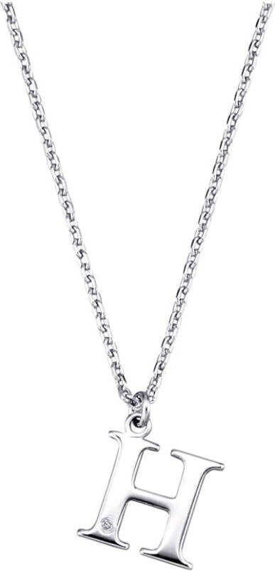 KLiNGEL Collier Letter H met diamant Zilverkleur