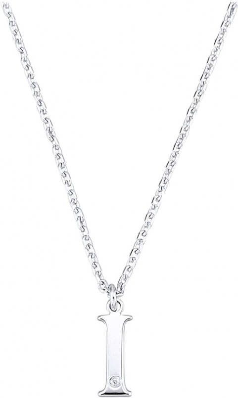 KLiNGEL Collier Letter I met diamant Zilverkleur