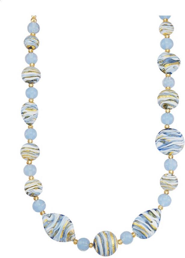 KLiNGEL Collier van Muranoglas, van echt zilver Blauw