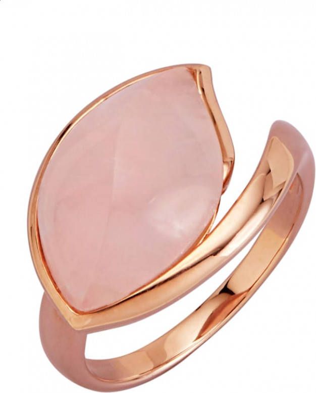 KLiNGEL Damesring met rozenkwarts Roodgoudkleur