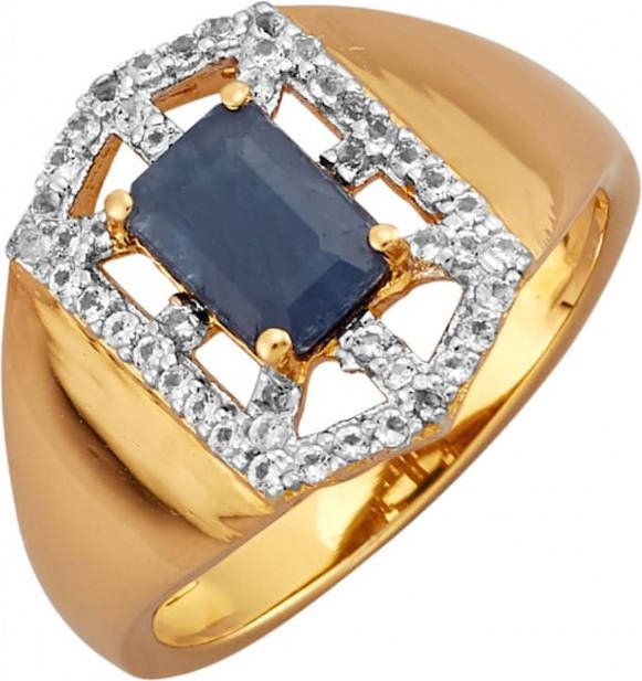 KLiNGEL Damesring met saffier en wittopazen Blauw