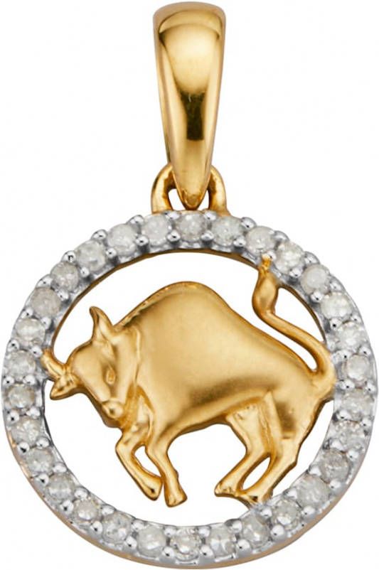 KLiNGEL Hanger Sterrenbeeld met diamanten Geelgoudkleur