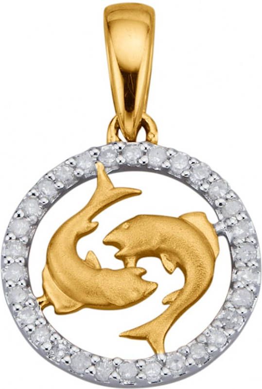 KLiNGEL Hanger Sterrenbeeld met diamanten Geelgoudkleur