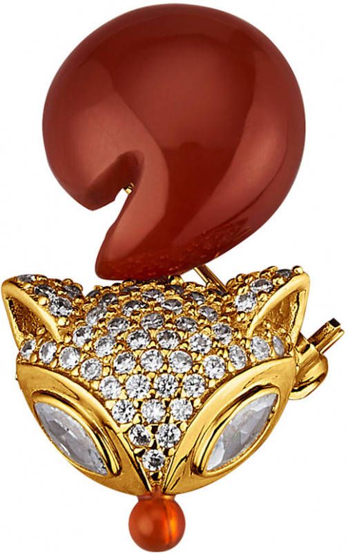 KLiNGEL Hanger Vos met rode agaten Goudkleur