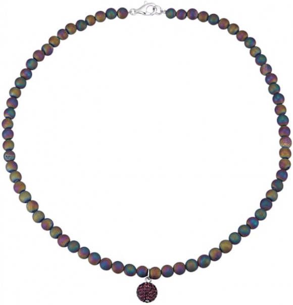 KLiNGEL Ketting met paarse kristallen kraal Multicolor