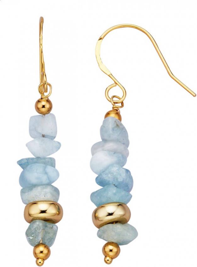 KLiNGEL Oorbellen met aquamarijnen Goudkleur