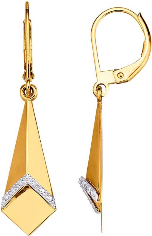 KLiNGEL Oorbellen met diamanten Geelgoudkleur